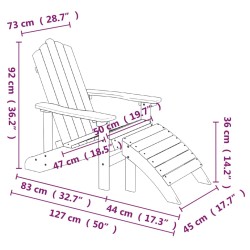 vidaXL Sedia Giardino Poggiapiedi e Tavolo Adirondack HDPE Antracite