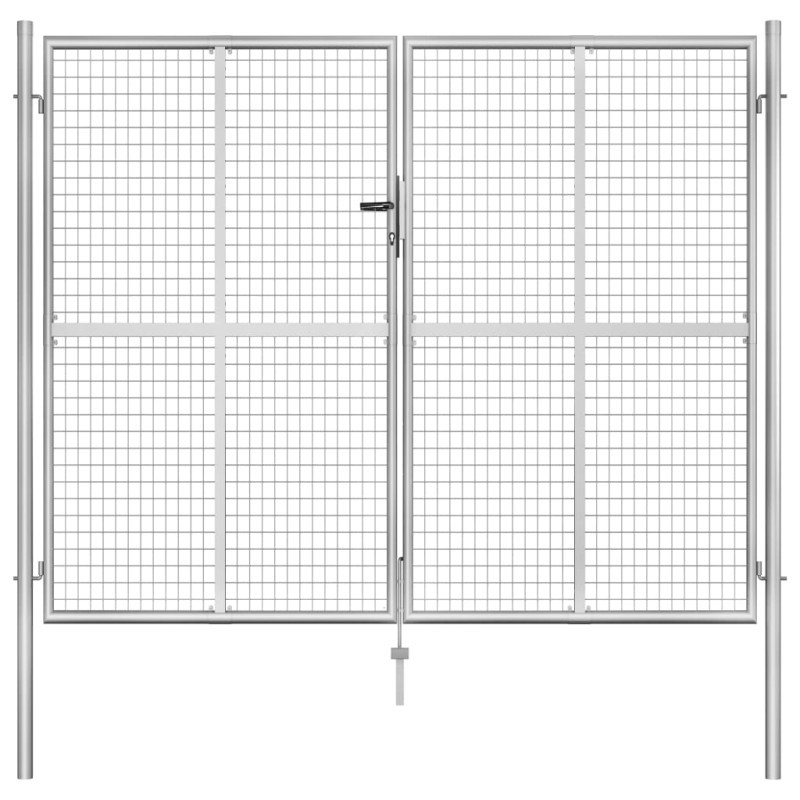 Cancello per Giardino in Acciaio Zincato 306x250 cm Argento