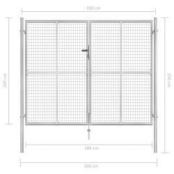 Cancello per Giardino in Acciaio Zincato 306x250 cm Argento