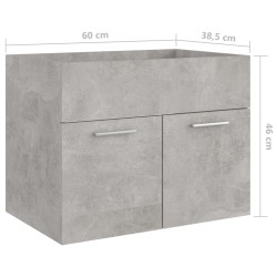 vidaXL Mobile Sottolavabo Grigio Cemento 60x38,5x46 cm in Truciolato