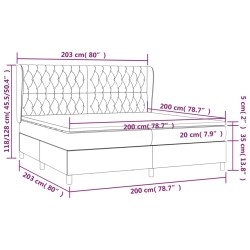 Giroletto a Molle con Materasso Crema 200x200 cm in Tessuto