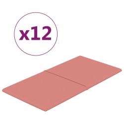 Pannelli Murali 12 pz Rosa 60x30 cm in Velluto 2,16 m²