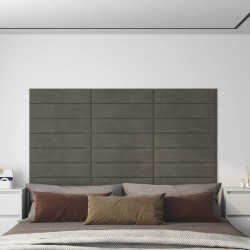 vidaXL Pannelli Murali 12 pz Grigio Scuro 60x15 cm Velluto 1,08 m²