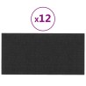 vidaXL Pannelli Murali 12 pz Neri 30x15 cm Tessuto 0,54 m²