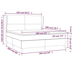 Giroletto a Molle con Materasso Nero 160x200 cm in Tessuto