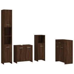 Set Mobili da Bagno 4 pz Rovere Marrone in Legno Ingegnerizzato