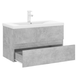 vidaXL Mobile Bagno con Lavabo Integrato Grigio Cemento in Truciolato