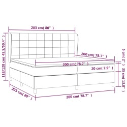 Giroletto a Molle con Materasso Grigio Chiaro 200x200cm Velluto