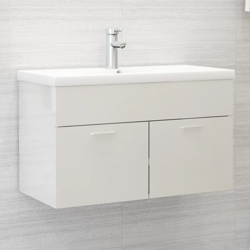 vidaXL Mobile Sottolavabo Bianco Lucido 80x38,5x46 cm in Truciolato