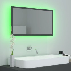 vidaXL Specchio da Bagno a LED Grigio 80x8,5x37 cm in Acrilico