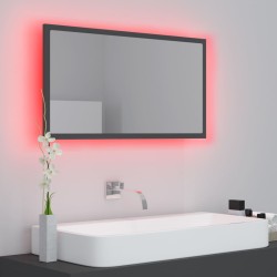 vidaXL Specchio da Bagno a LED Grigio 80x8,5x37 cm in Acrilico