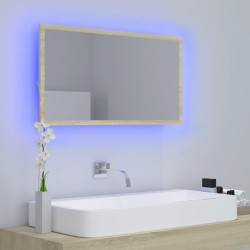 vidaXL Specchio da Bagno LED Rovere Sonoma 80x8,5x37 cm in Acrilico