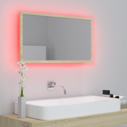 vidaXL Specchio da Bagno LED Rovere Sonoma 80x8,5x37 cm in Acrilico