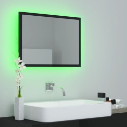 vidaXL Specchio da Bagno LED Nero Lucido 60x8,5x37 cm in Acrilico