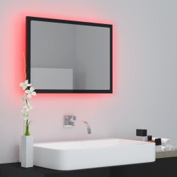 vidaXL Specchio da Bagno LED Nero Lucido 60x8,5x37 cm in Acrilico