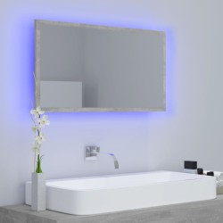 vidaXL Specchio da Bagno a LED Grigio 80x8,5x37 cm in Acrilico