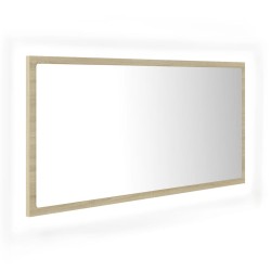 vidaXL Specchio da Bagno LED Rovere Sonoma 90x8,5x37 cm in Acrilico