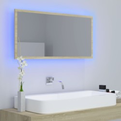 vidaXL Specchio da Bagno LED Rovere Sonoma 90x8,5x37 cm in Acrilico