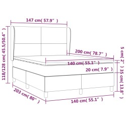 Giroletto a Molle con Materasso Blu Scuro 140x200 cm in Velluto