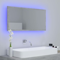 vidaXL Specchio da Bagno a LED Grigio 90x8,5x37 cm in Acrilico