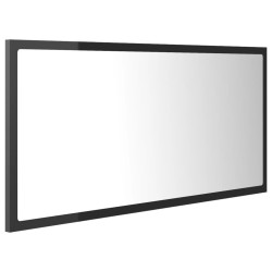 vidaXL Specchio da Bagno LED Grigio Lucido 90x8,5x37 cm in Acrilico