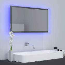 vidaXL Specchio da Bagno LED Grigio Lucido 80x8,5x37 cm in Acrilico