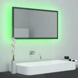 vidaXL Specchio da Bagno LED Grigio Lucido 80x8,5x37 cm in Acrilico