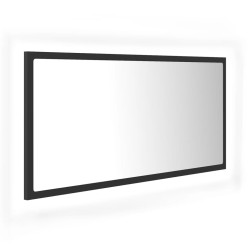 vidaXL Specchio da Bagno a LED Grigio 90x8,5x37 cm in Acrilico