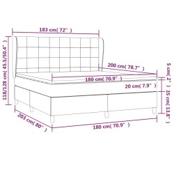 Giroletto a Molle con Materasso Blu Scuro 180x200 cm in Velluto