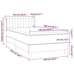 Giroletto a Molle con Materasso Grigio Scuro 100x200 cm Tessuto