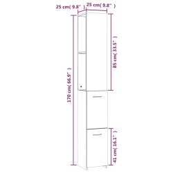    Armadio Bagno Rovere Marrone 25x25x170 cm Legno Ingegnerizzato