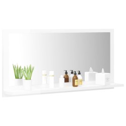    Specchio da Bagno Bianco Lucido 80x10,5x37 cm in Truciolato