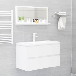    Specchio da Bagno Bianco Lucido 80x10,5x37 cm in Truciolato