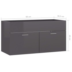    Mobile Sottolavabo Grigio Lucido 90x38,5x46 cm in Truciolato