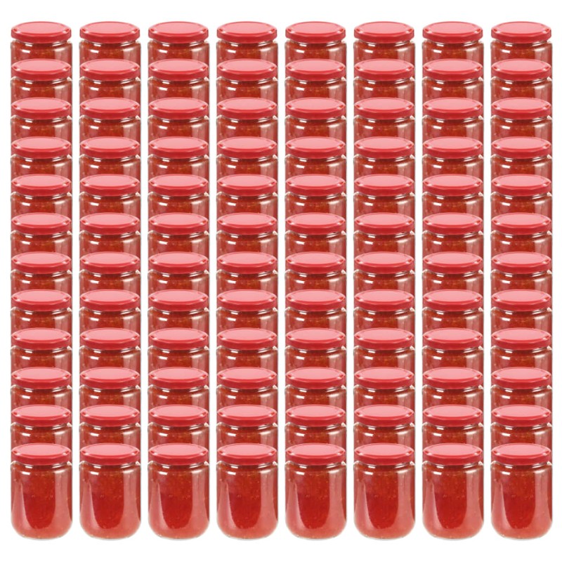    Vasi per Marmellata in Vetro Coperchio Rosso 96 pz 230 ml