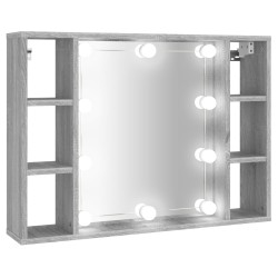    Mobile a Specchio con LED Grigio Sonoma 76x15x55 cm