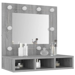 Mobile a Specchio con LED Grigio Sonoma 60x31,5x62 cm