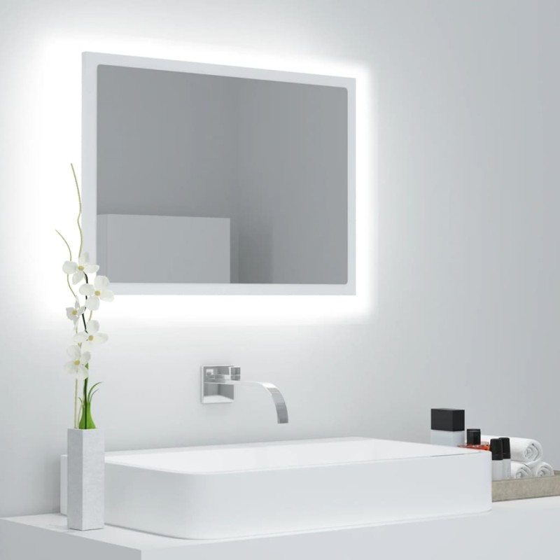    Specchio da Bagno con LED Bianco 60x8,5x37 cm in Acrilico