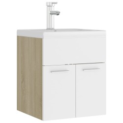    Mobile da Bagno con Lavabo Bianco e Rovere Sonoma in Truciolato