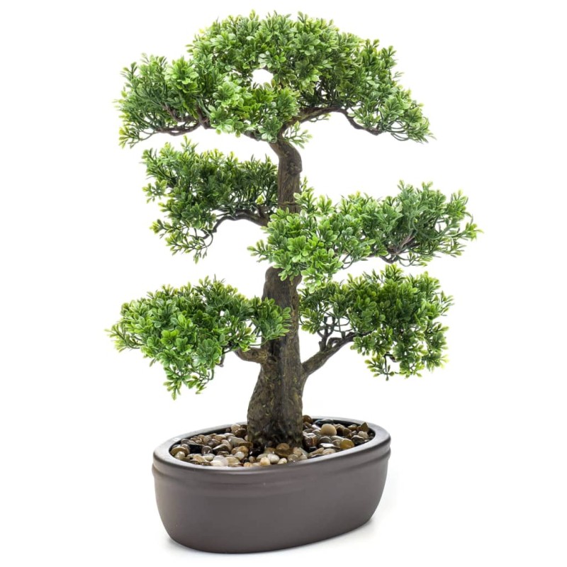 Emerald Ficus Artificiale Mini Bonsai con Vaso Marrone 43 cm