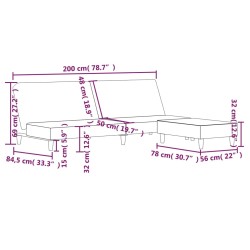 Divano Letto a 2 Posti con Poggiapiedi Marrone in Tessuto
