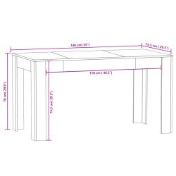 Tavolo da Pranzo Rovere Fumo 140x74,5x76 cm Legno ingegnerizzato