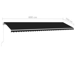 Tenda da Sole Retrattile Manuale con LED 600x350 cm Antracite