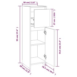    Armadietto Bagno Grigio Sonoma 30x30x95 cm in Legno Ingegnerizzato