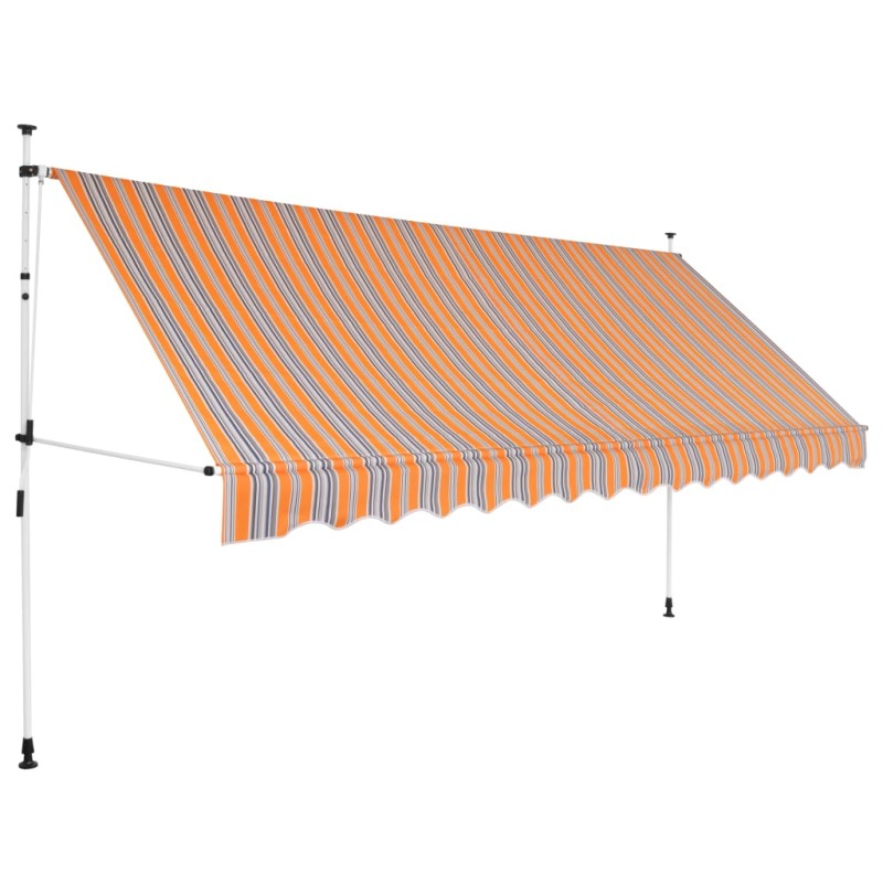    Tenda da Sole Retrattile Manuale 400 cm a Strisce Blu e Gialle