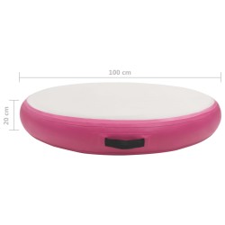 Tappetino Ginnastica Gonfiabile con Pompa 100x100x20cm PVC Rosa