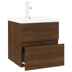 Mobile Bagno Lavabo Integrato Rovere Marrone Legno ingegnerizzato