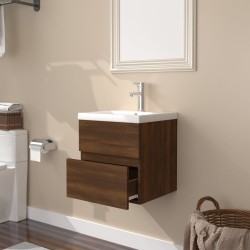 Mobile Bagno Lavabo Integrato Rovere Marrone Legno ingegnerizzato