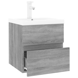 Mobile Bagno e Lavabo Integrato Grigio Sonoma Legno ingegnerizzato