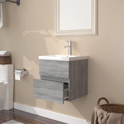 Mobile Bagno e Lavabo Integrato Grigio Sonoma Legno ingegnerizzato